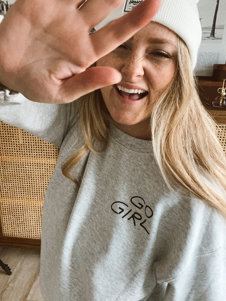 "GO GIRL/DEAR PERSON" crew sweatshirt
