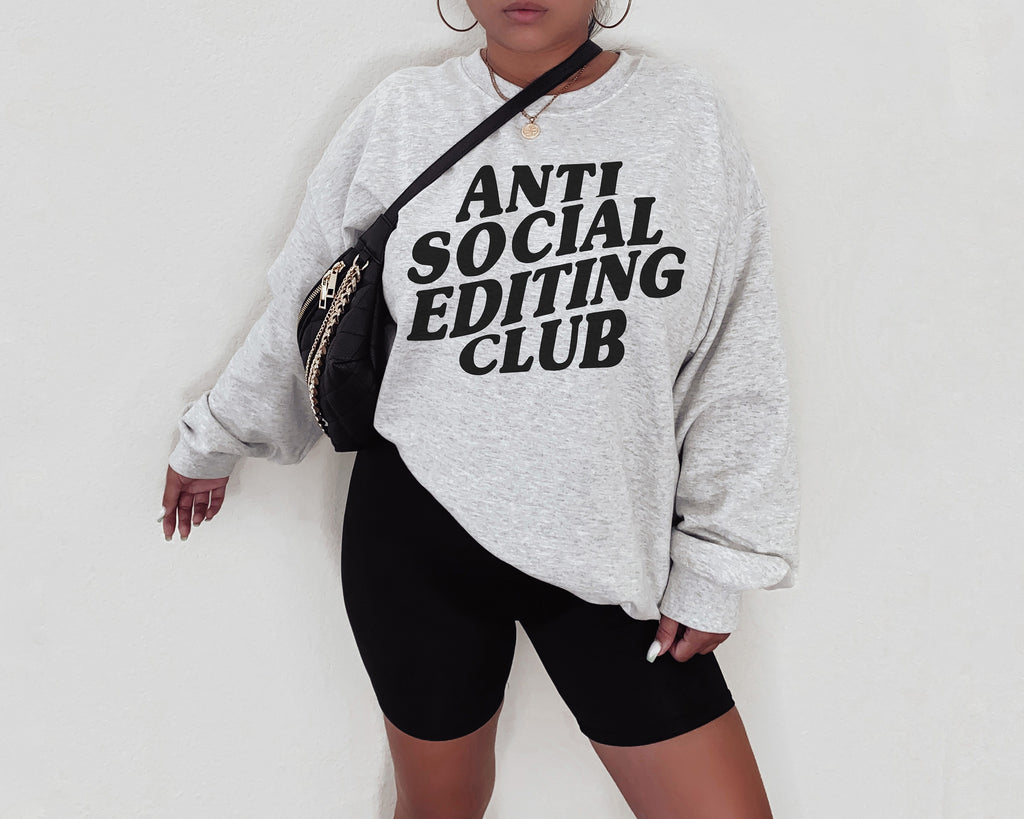 "ANTI-SOCIAL EDITING CLUB" crew sweatshirt